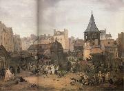 unknow artist gatubild fran 1700 talets paris France oil painting artist